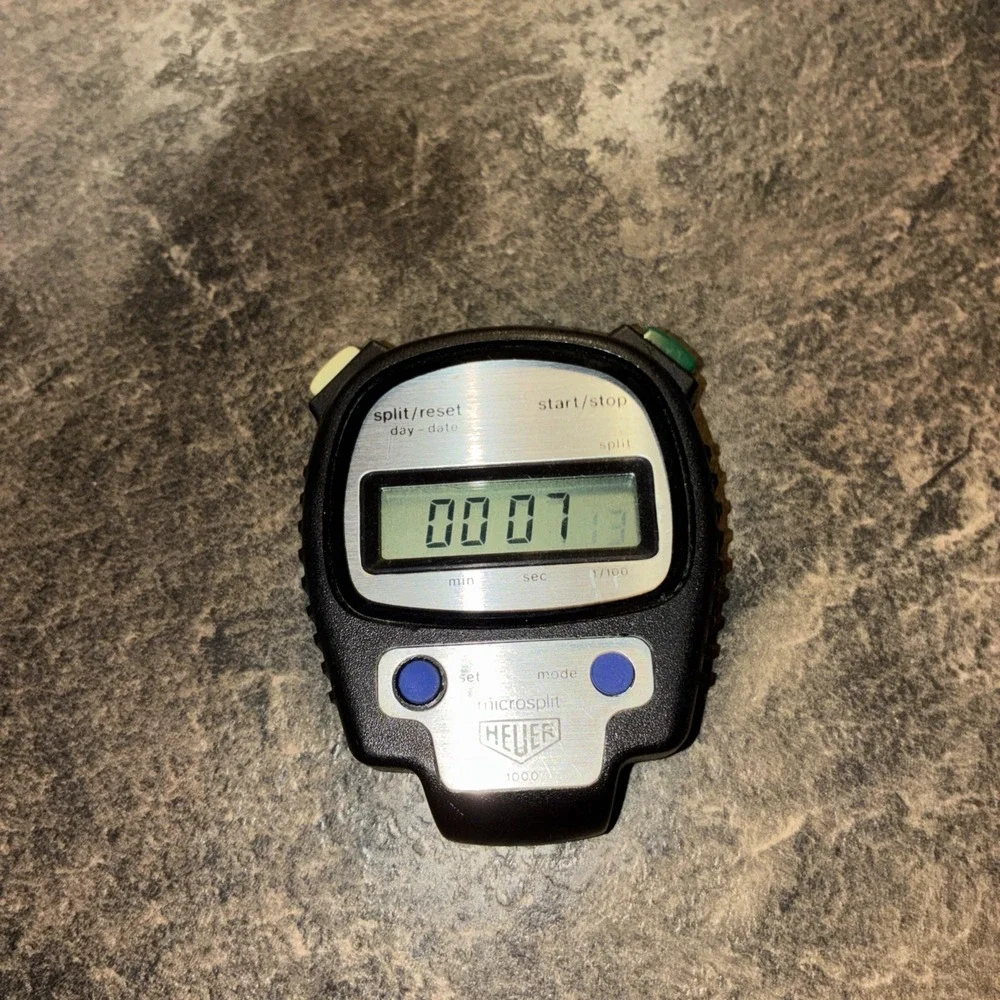 Vintage - Heuer Microsplit 1000 Digital Stopwatch Works Not Sure Of Other Modes